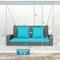 2-Person Patio PE Wicker Hanging Porch Swing Bench Chair with Cushion